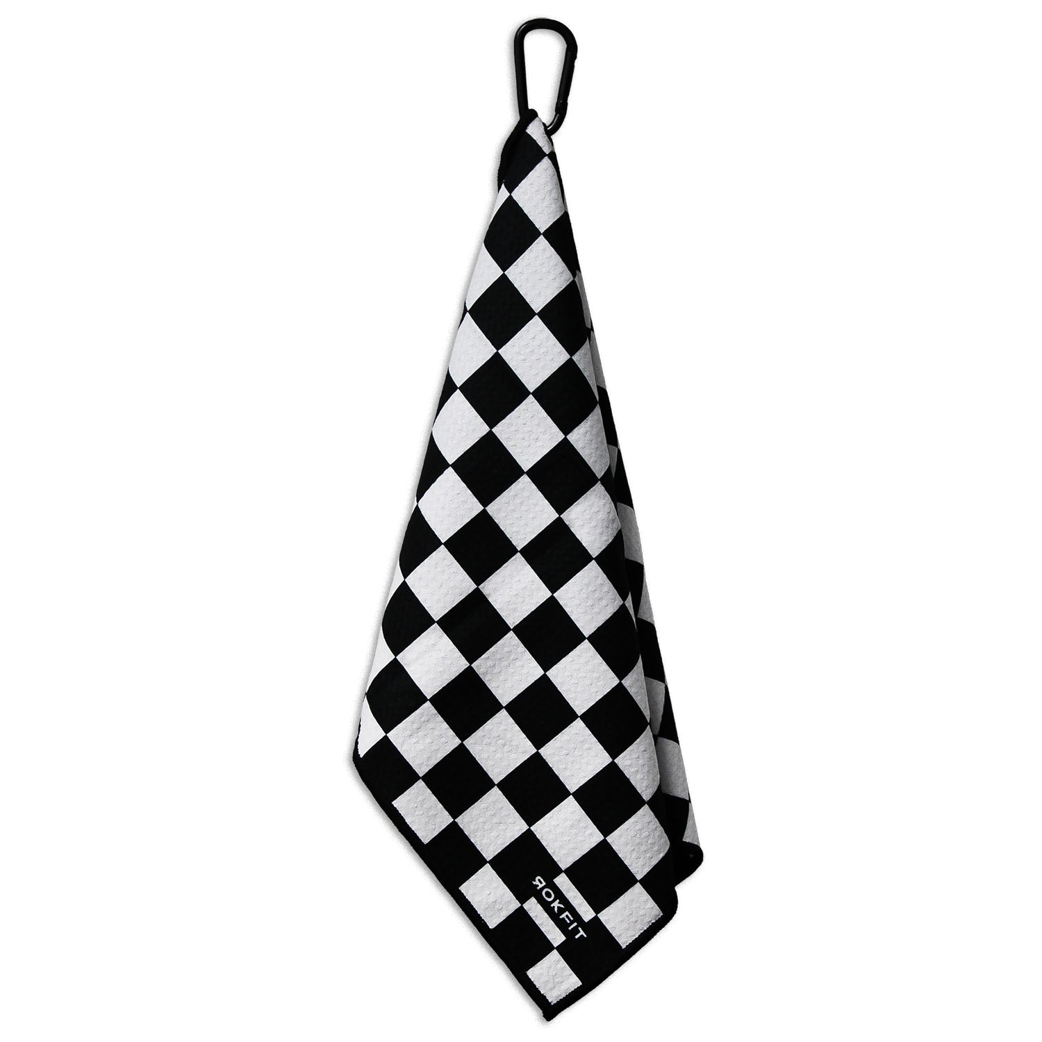Hanging view of Utility Towel with 'Checker' graphic