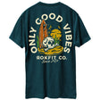 Back view of unisex black aqua Active Tee with 'Only Good Vibes' graphic