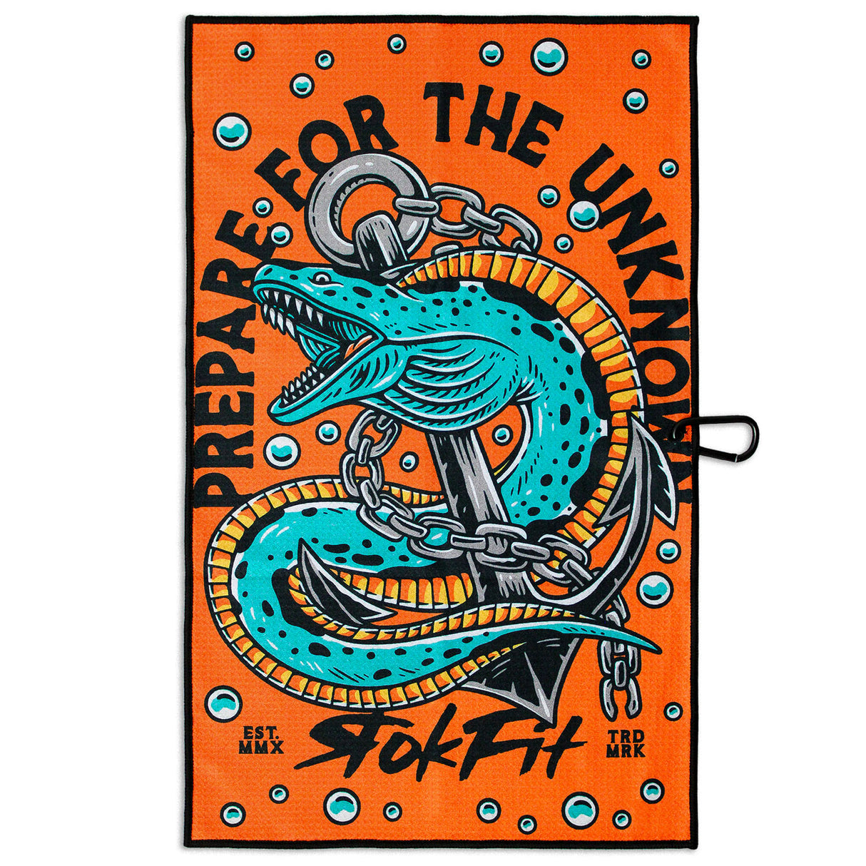 Front view of Utility Towel with 'Prepare For The Unknown' graphic