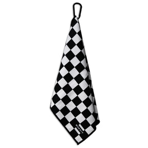 Hanging view of Utility Towel with 'Checker' graphic