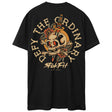 Back view of unisex black Active Tee with 'Defy The Ordinary' graphic