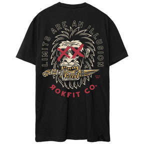 Back view of unisex black Active Tee with 'Limits Are An Illusion' graphic