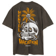 Back view of brown unisex Street Tee with 'Mental Vacation' graphic