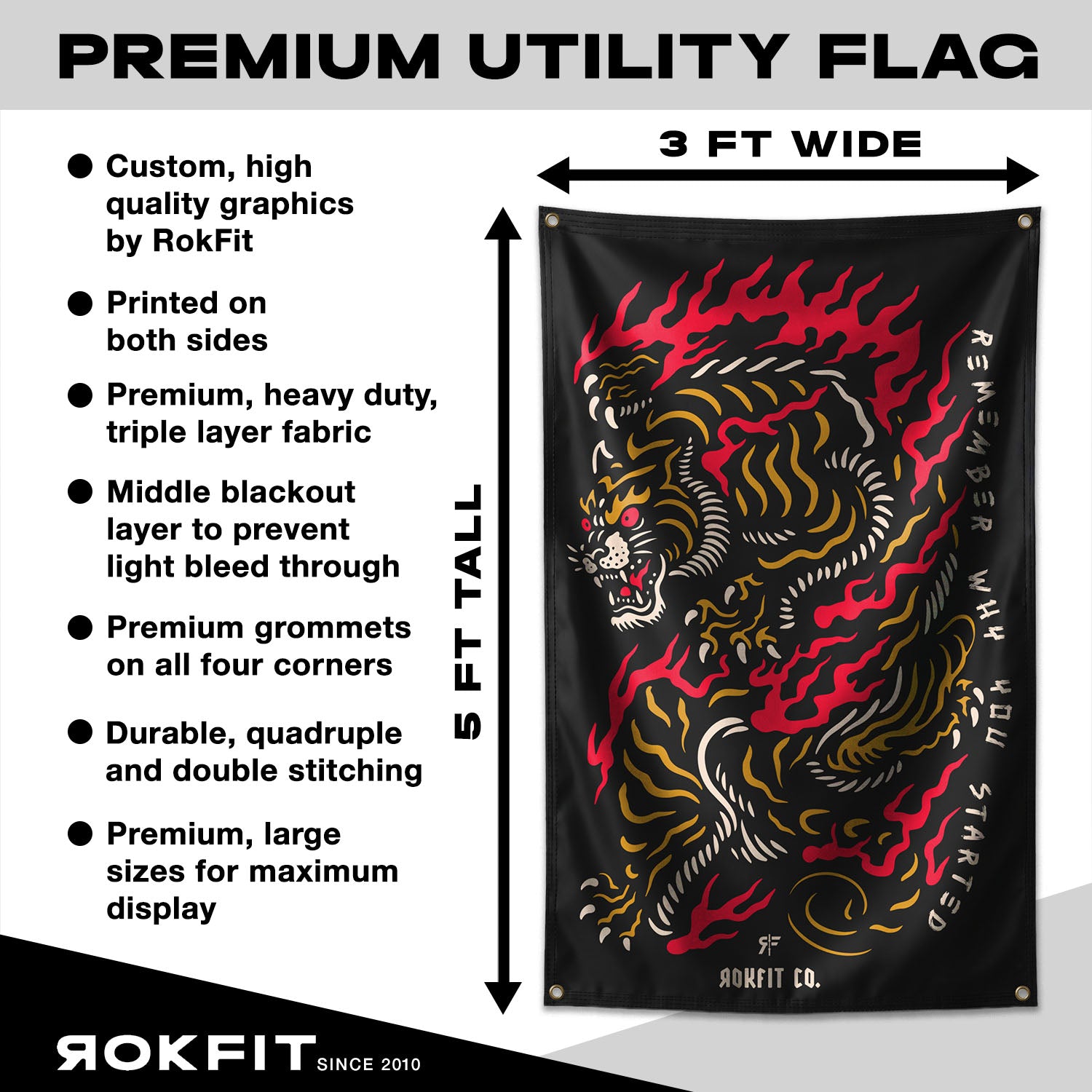 Utility Gym Flag | Double-Sided Garage Gym Banner | RokFit